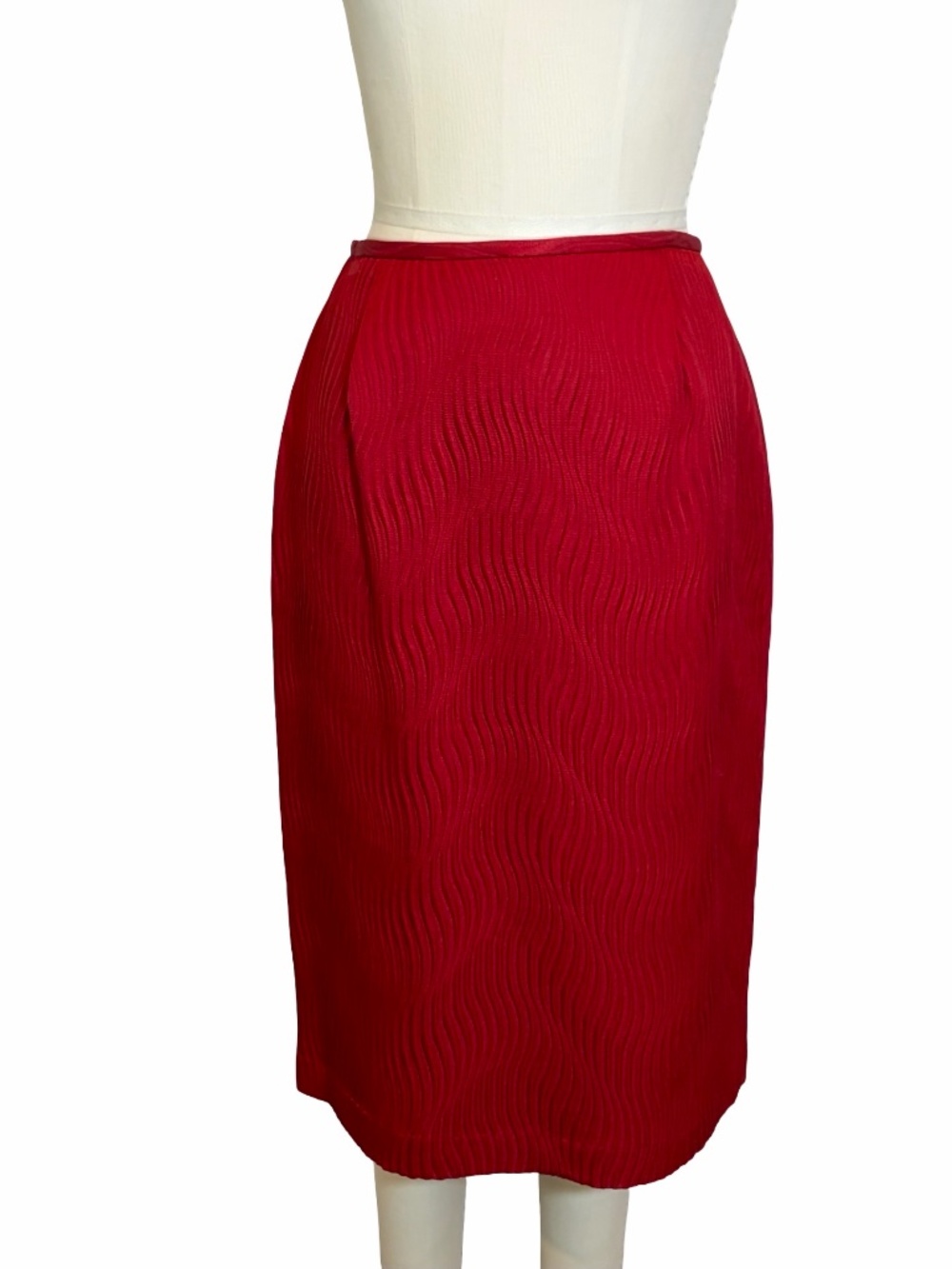 NWT Lafayette 148 New York Red Silk Blend Pencil Skirt Size 10 Holiday MSRP $198
